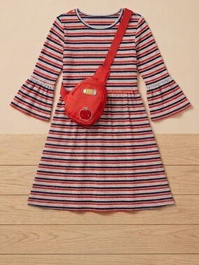 Bonnie Jean girls Striped Dress with matching crossbody bag